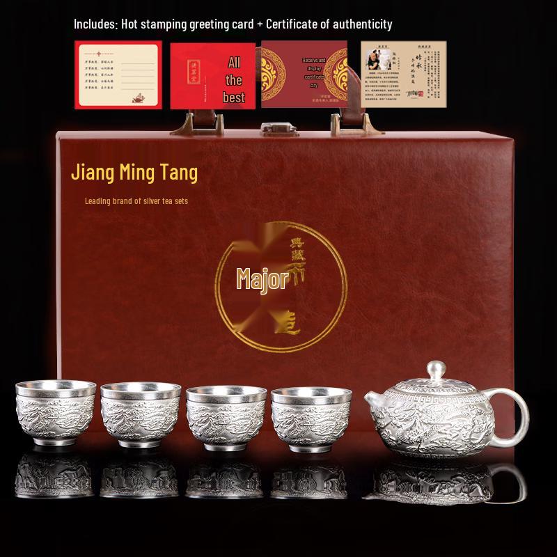 Jiangmingtang Baifu 999 Silver Gongfu Tea Set