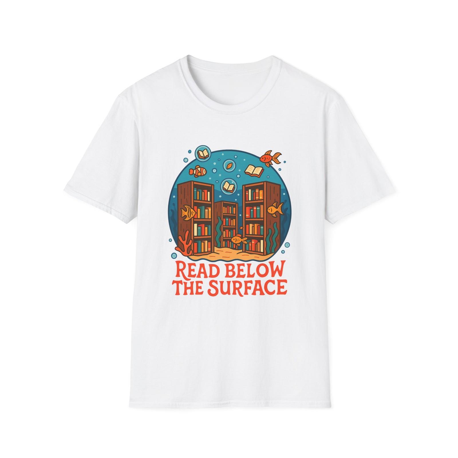 Unisex Softstyle T-Shirt Mens Womens Tees Top Surreal Fantasy Ocean Library Reading Adventure Scene 4XL