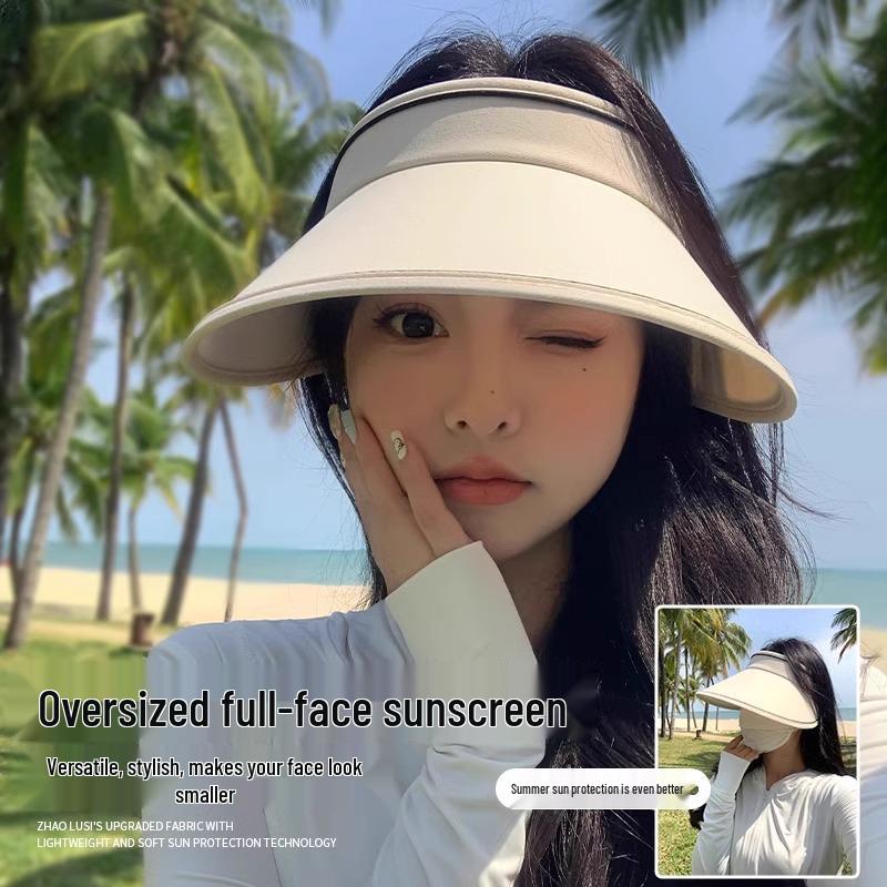 Women's Fashion UV Protection Topless Sun Hat 2025 - Large Brim, Face Slimming, Perfect for Cycling and Summer