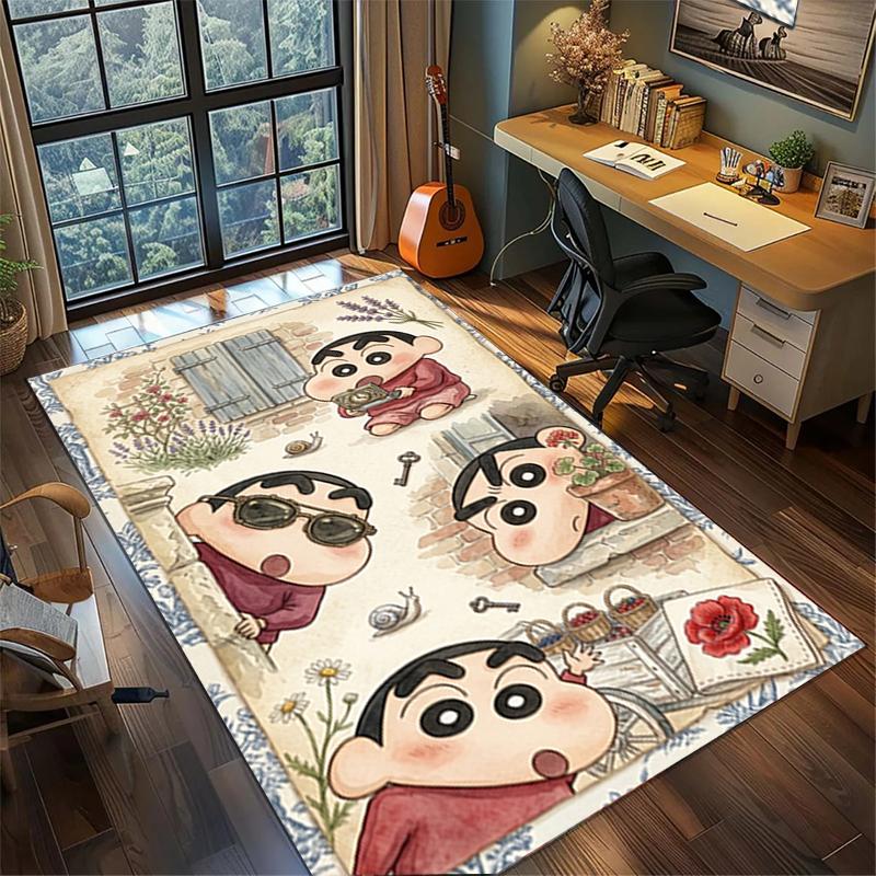 Crayon Shin-chan Rutschfester Schlafzimmerteppich Großer Waschbarer Teppich Bodenbelag für Gamer-Zimmer