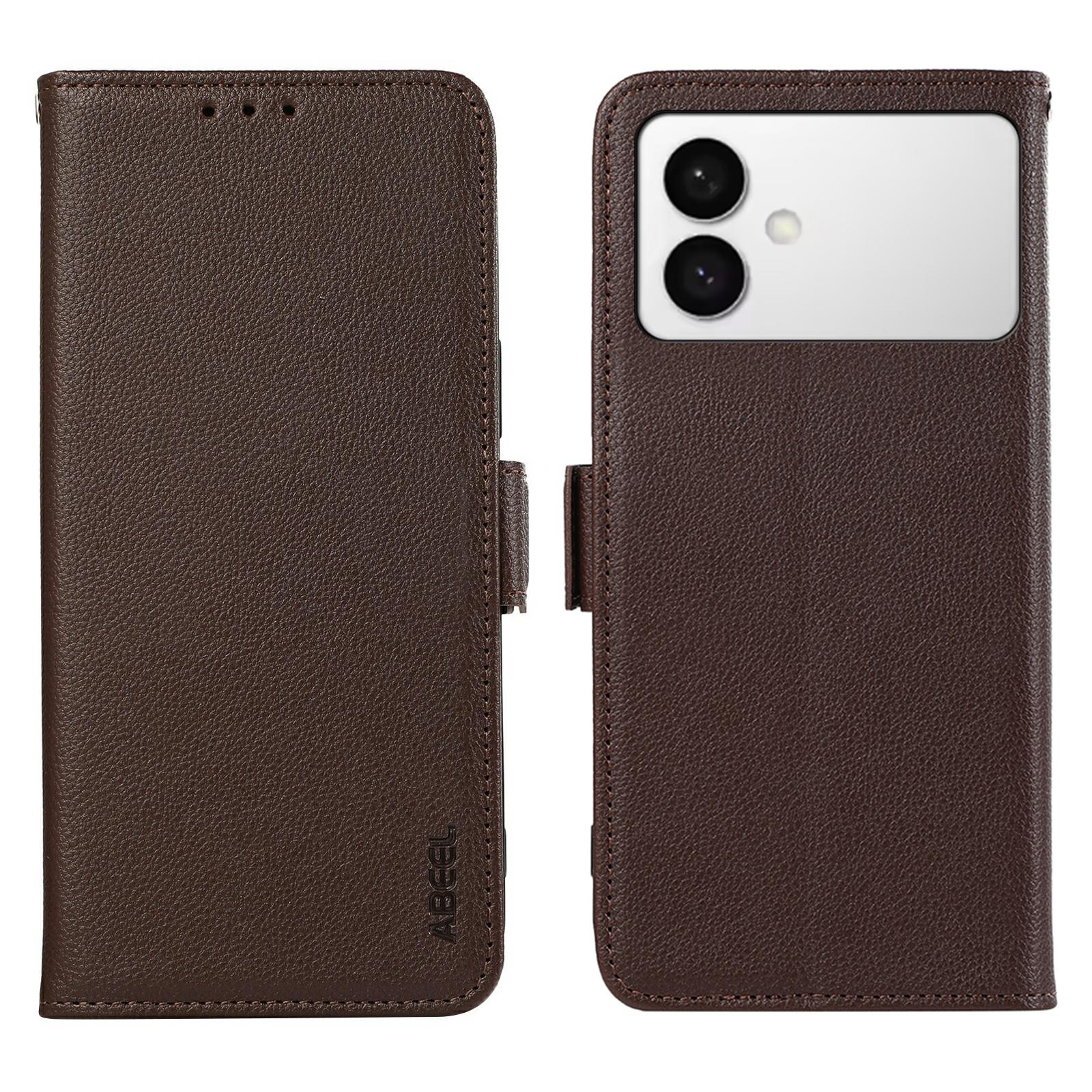 

ABEEL For Samsung Galaxy S26 Edge Case Litchi Texture Leather RFID Blocking Phone Cover