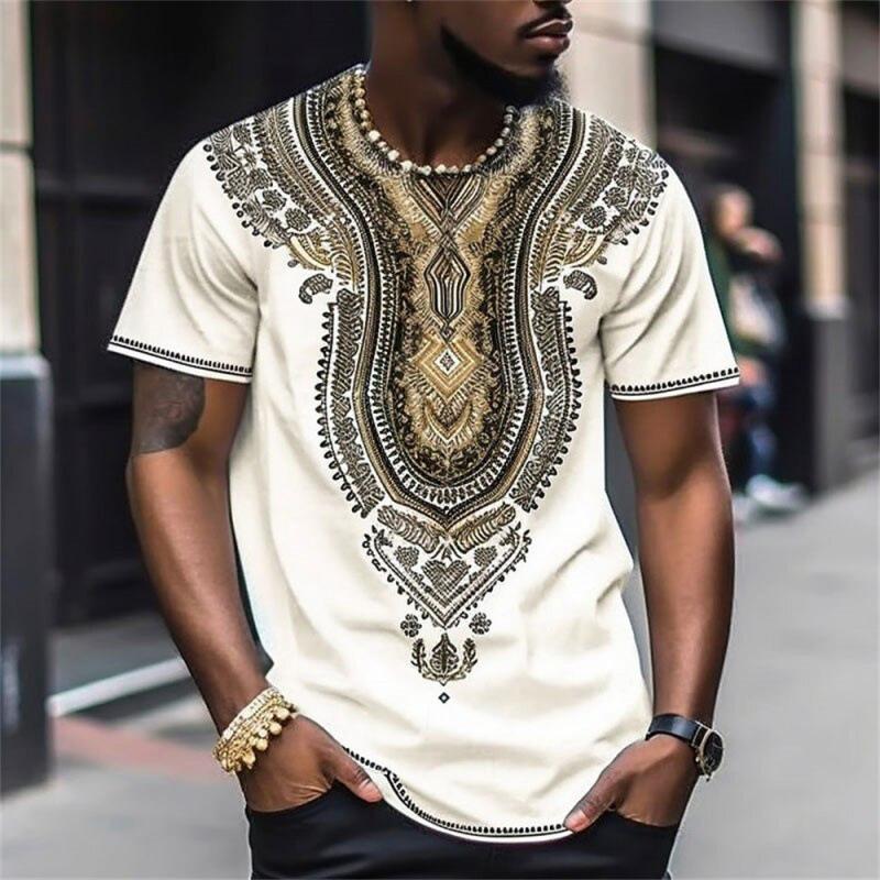 Vintage Ethnic T-shirt 3D Print Clothing O-neck Men Tops Oversized Short Sleeve Tee Summer Loose Male Streetwear Mens Clothes