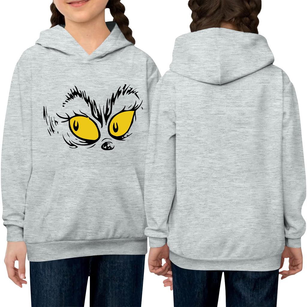 Children's Long-sleeved Loose-fitting Pullover Hoodie With Drawstring And Solid Color
