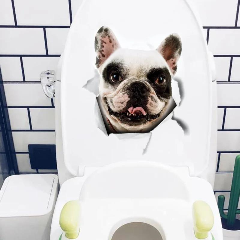 3D Cute Cat Toilet Sticker Bathroom Toilet Cover Sticker Wall Stickers Animal Wc Accessories Fun For Home Bath Room Decoration