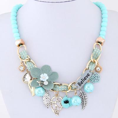 Flower Statement Necklaces Resin Beaded Candy Color Choker Necklaces Fashion Jewelry for Women