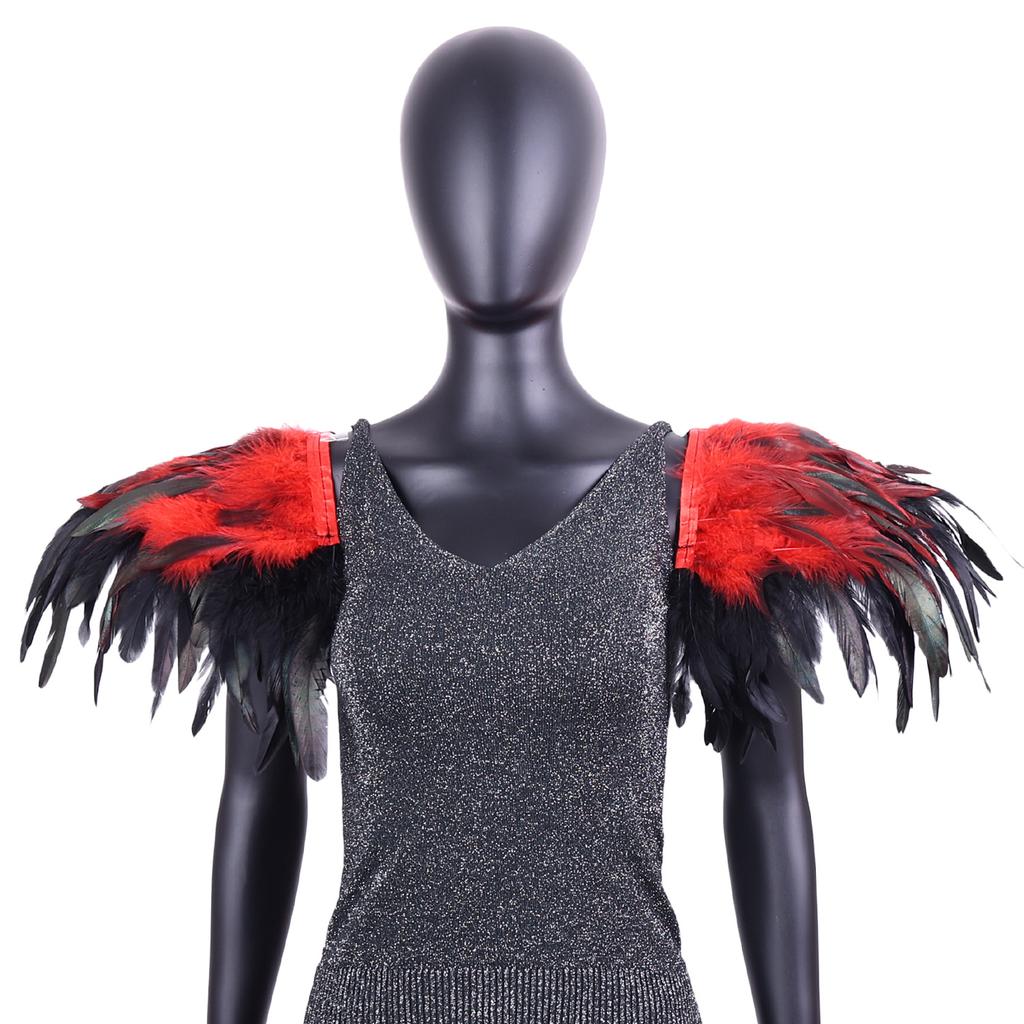 Gothic, Extra Large, Color Blocking, Feather Shoulder Patches, Performance Ball Shawl, Halloween Party Decoration, Role-playing Accessories