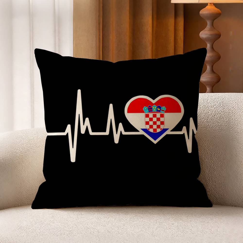 CCroatia FFlag Cotton Linen Square Pillow Covers Home Decor Gifts