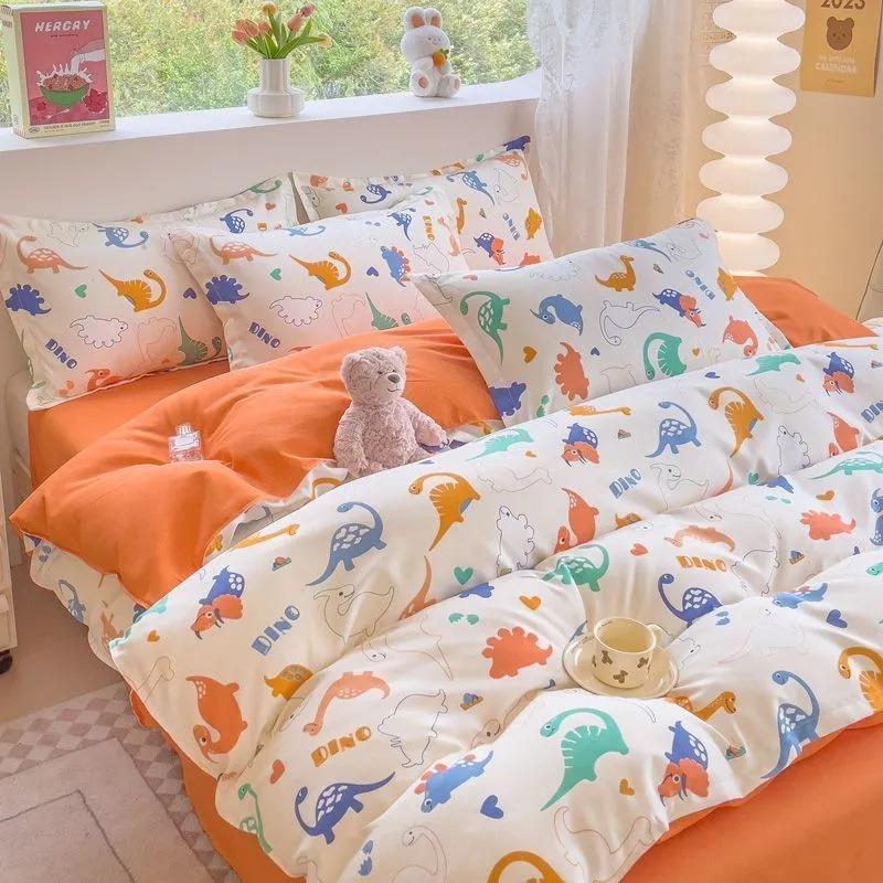 Thickened Ins-style 4-piece Bedding Set / 100% Pure Skin-friendly Cotton Single Duvet Cover,4-piece