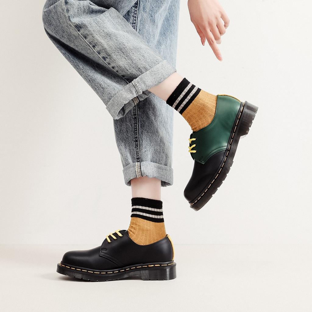 Farbpassende Low-Top-Kleinlederschuhe Damen Echtleder Britischer Stil Schwarz-Weiß Kurze Stiefel Runde Spitze Herren- und Damen-Casual