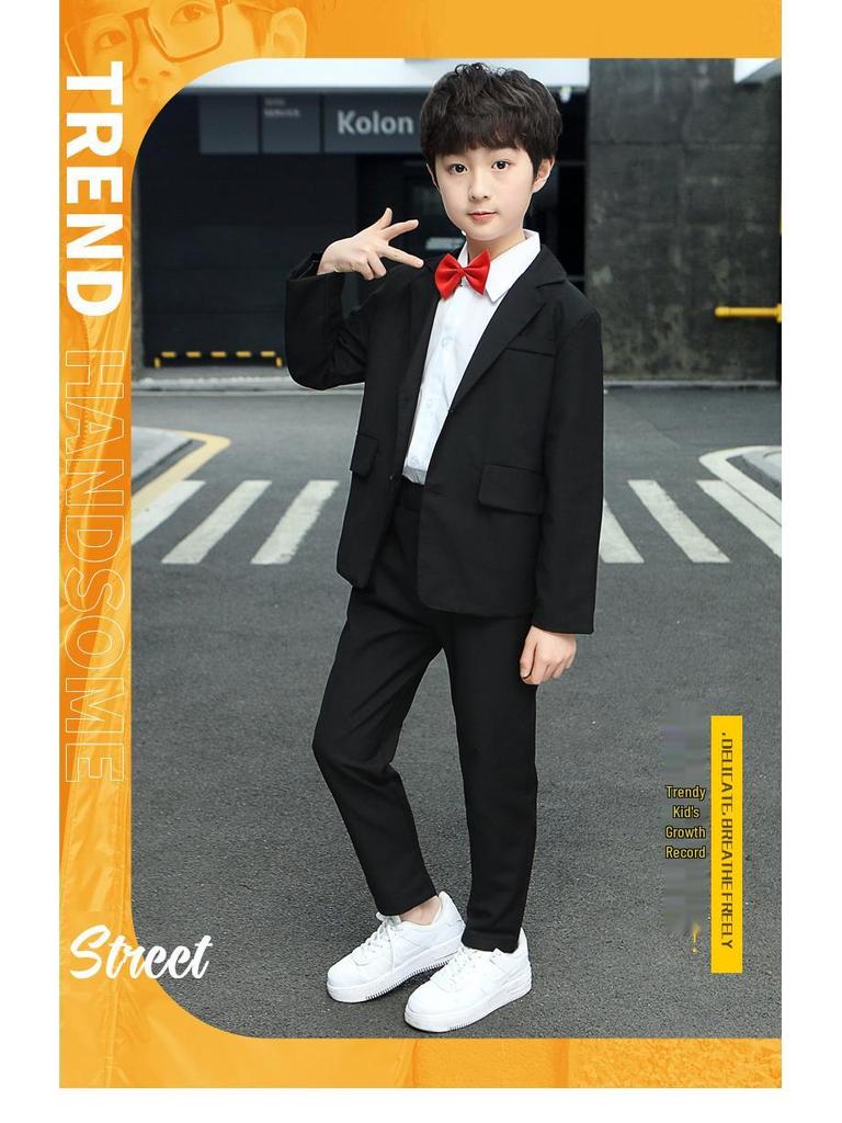 Children’s Summer Tuxedo Suit Set - Handsome Boy Pageant & Piano Performance Blazer for Big To Middle-Aged Kids