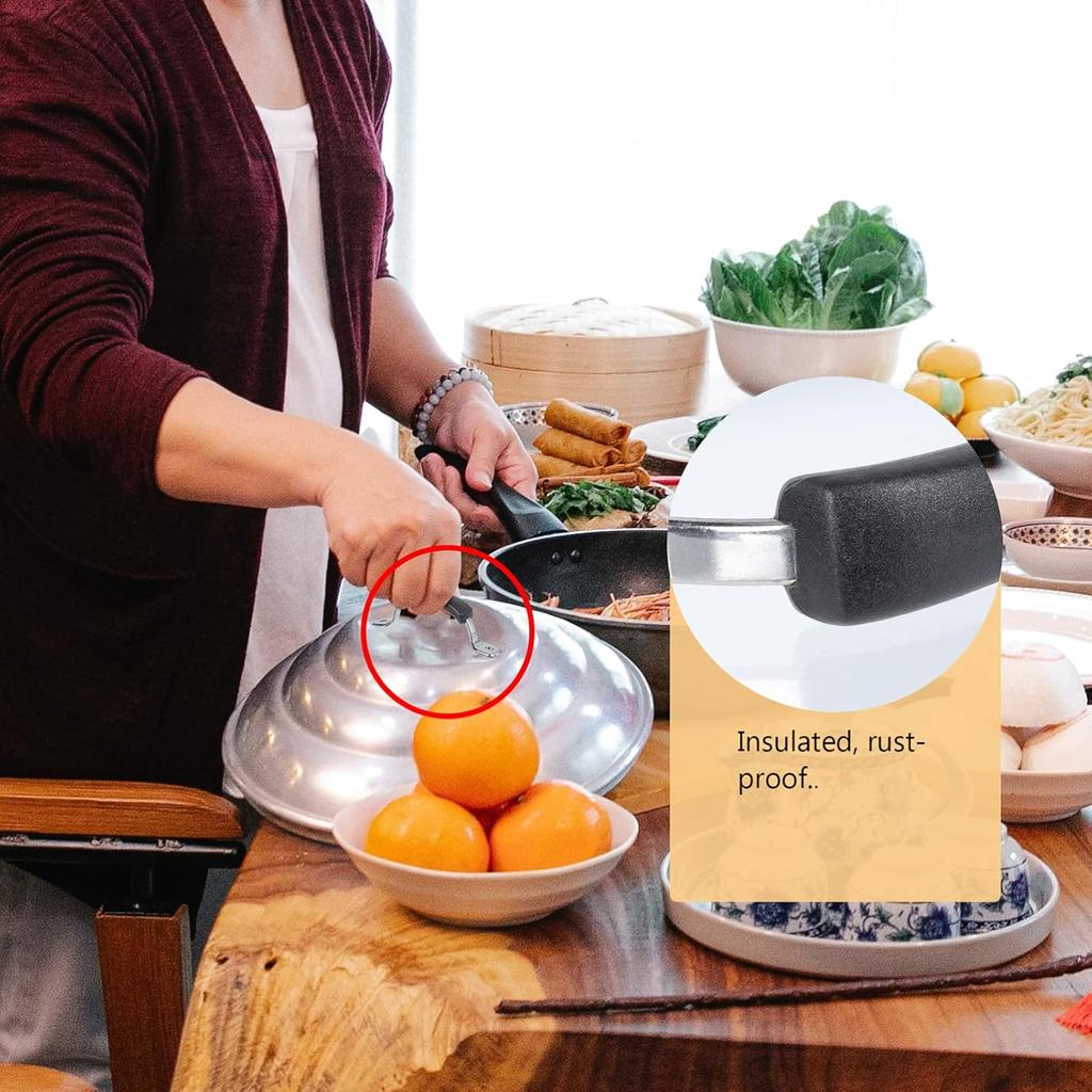 4PCS Stainless Steel Pot Lid Handle Replacement, Heat Resistant Pot Cover Knobs, Easy to Install Kitchen Cookware Handles, Black, 5.51 * 2.36 *