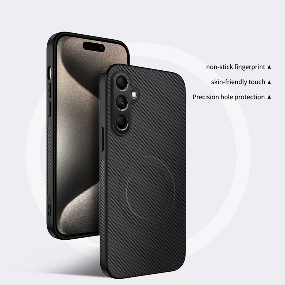 For Samsung Galaxy A13 A14 A22 A32 A33 A34 A52 A52S A53 A54 A72 A73 Case Magnetic Carbon Fiber Texture Leather Shockproof Cover