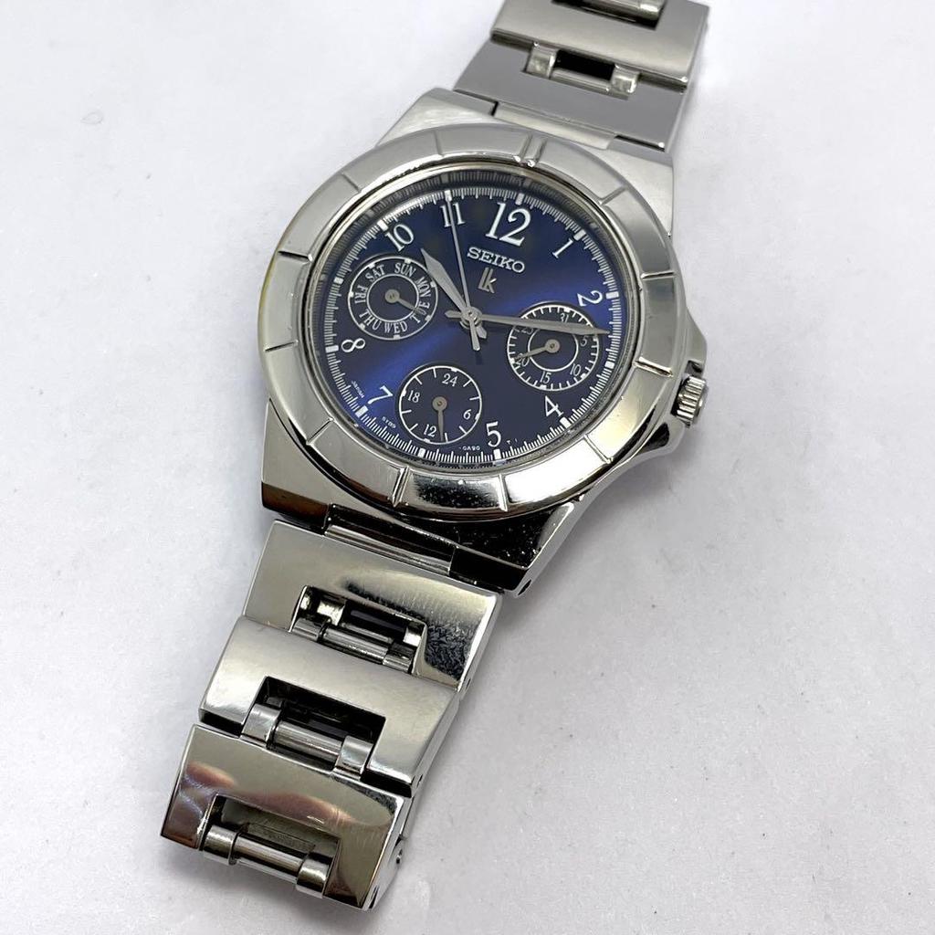 [USED] 31 SEIKO Lucia Women's Day Date Watch with Blue Dial and Silver Accents