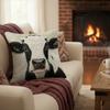 Rustic Farmhouse Cow Pillow Covers Set Of 2 Faux Embroidery 2D Print Soft Linen Feel For Sofa Bed Living Room Country Decor