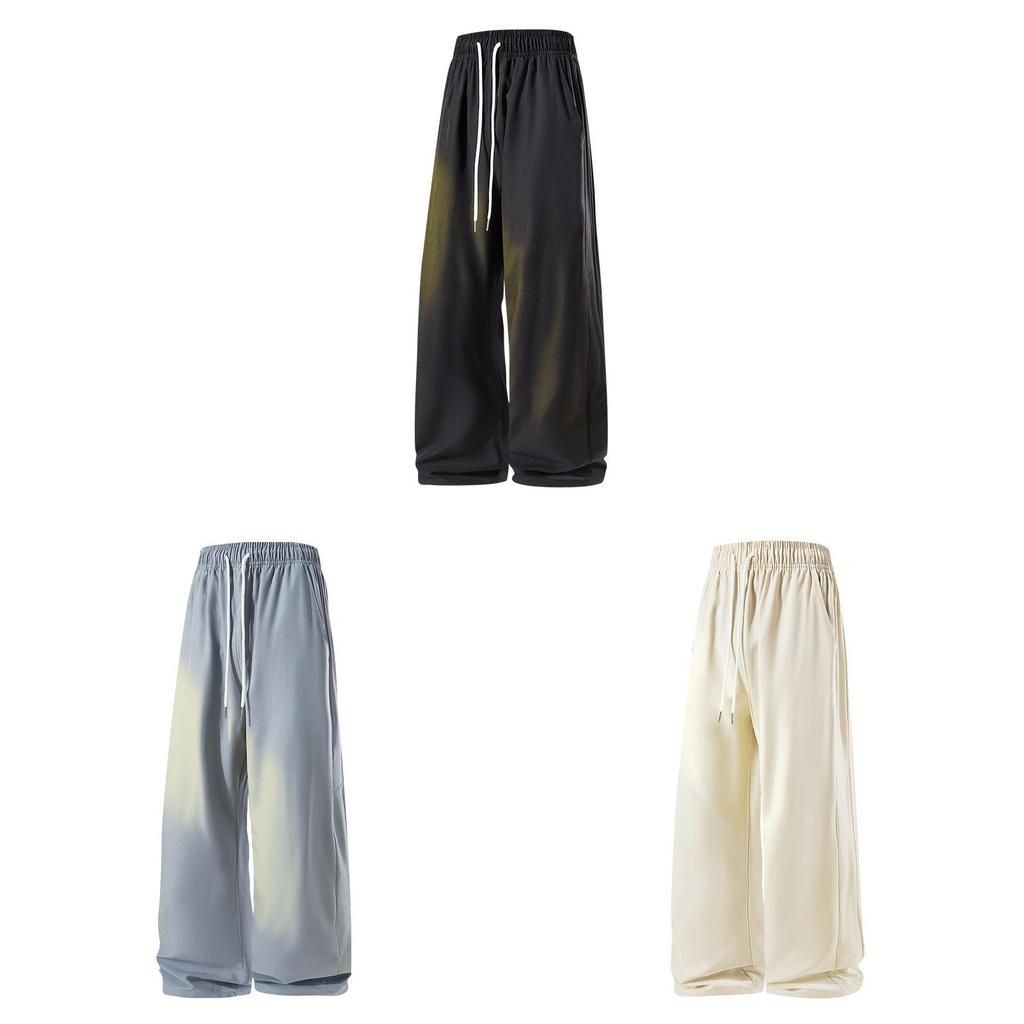 Casual Pants Men Summer Breathable Ice Silk Sports Trousers With Drawstring For Youth Activewear