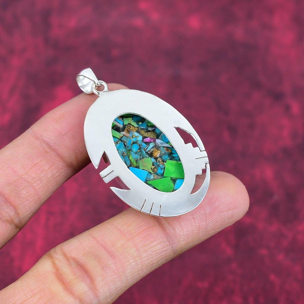 Fiesta Kingman Turquoise Pendant, 925 Solid Sterling Silver Gemstone Jewelry, Handmade Pendant, For Wedding Gift