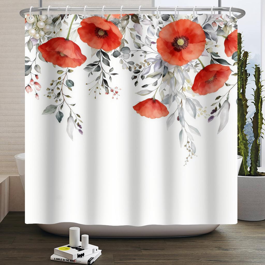 Modern Fresh Plant Shower Curtain Flowers Sunflower Hyacinth Shower Curtains Bathroom Decor Waterproof With 12 Hooks Curtains