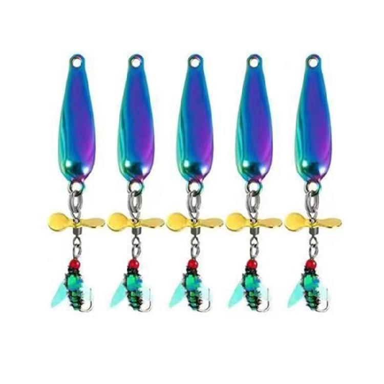 Spoon Spinner Sequins Baits Fly Fishing Baits Fishing Tackle with Propellers 5pcs Worm Fly Lures