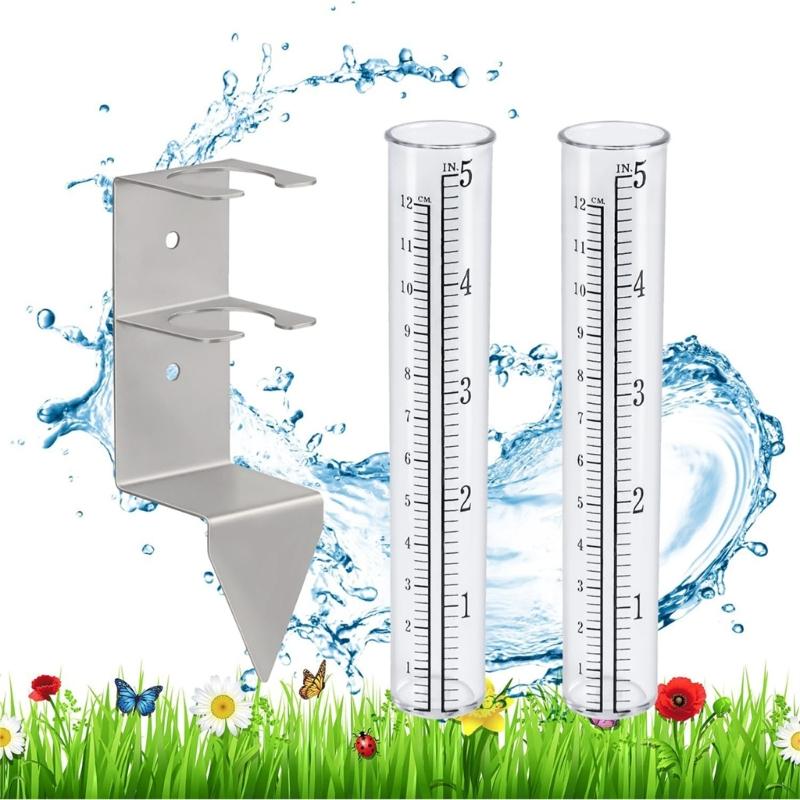 strong  Plastic Rain Gauges Replacement Tubes with Support Upgrades for Outdoor Garden Agriculture Meteorological Use