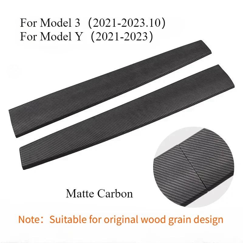 For Tesla Model 3 Y -2024 Car Dashboard Cover Carbon Fibre ABS Door Dash Trim Panel Interior Accessories Sticker Car Gadgets 21-23 Matte Carbon