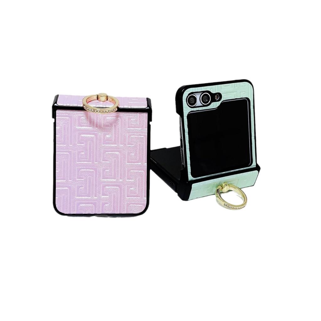 Korean zflip1 maze pattern gradual change glitter powder leather rope samsung zflip1 mobile phone case folding zflip1