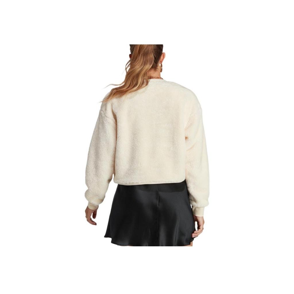 Adidas Originals Solid Logo Embroidered Crewneck Sweatshirt Women Sweatshirt White IC2259