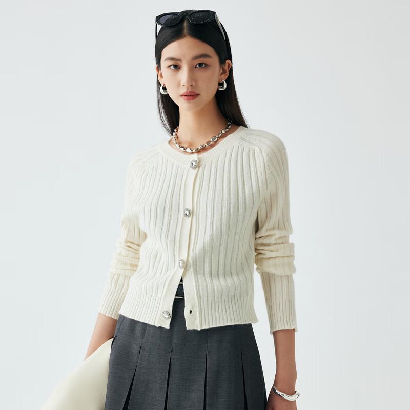 

Женский кардиган из кашемира с жаккардовым узором в рубчик PALUOPO M