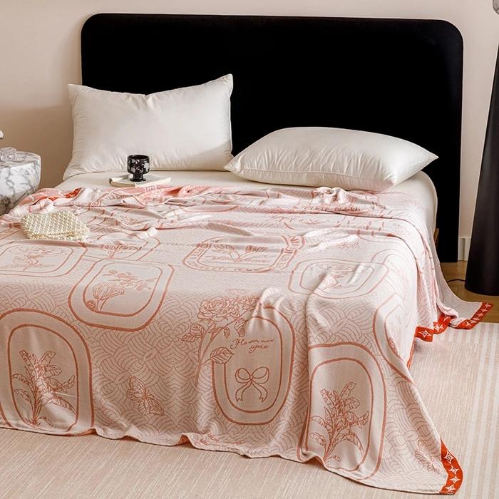2025 New Smooth Bamboo Fiber Jacquard Multifunctional Double-layer Gauze Cold Blanket Towel Quilt