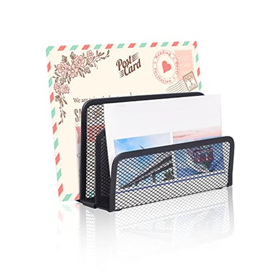 Wishacc Desk Mail Organizer Small File Holders Letter Metal Mesh Document/Filing/Folders/Paper Organizer for Desktop - Efficien