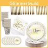 Gold Dot Polka Stamping Happy Birthday Party Decor Supplies Tableware Disposable