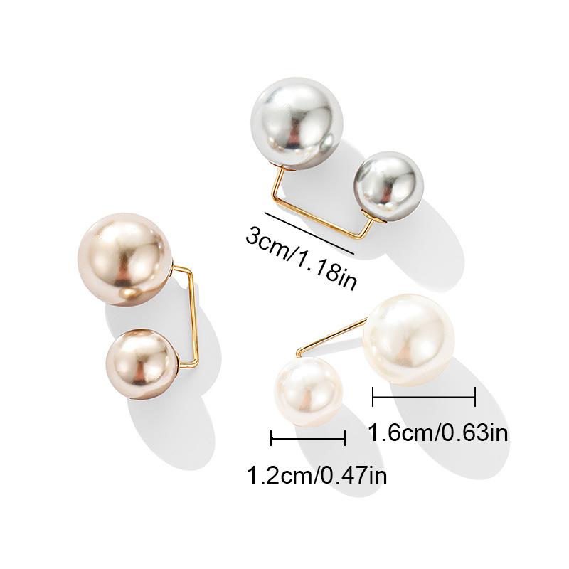 Fashion Double Pearl Brooches for Women Sweater Collar Needle Brooch Pins Anti-glare Clothing Accessories