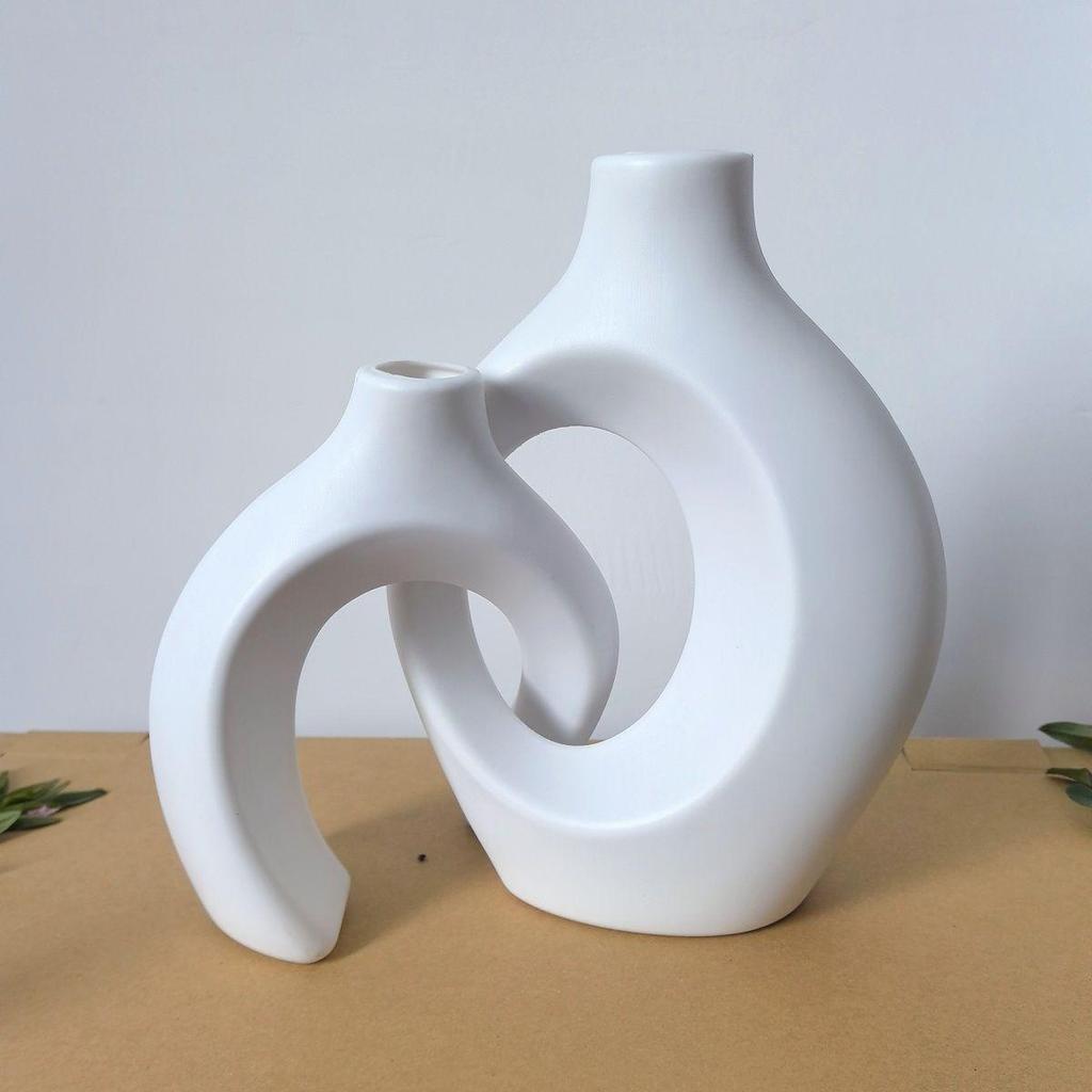 Nordic-Style Decorative Hydroponic Vase - Imitation Ceramic for Office or Living Room Decor