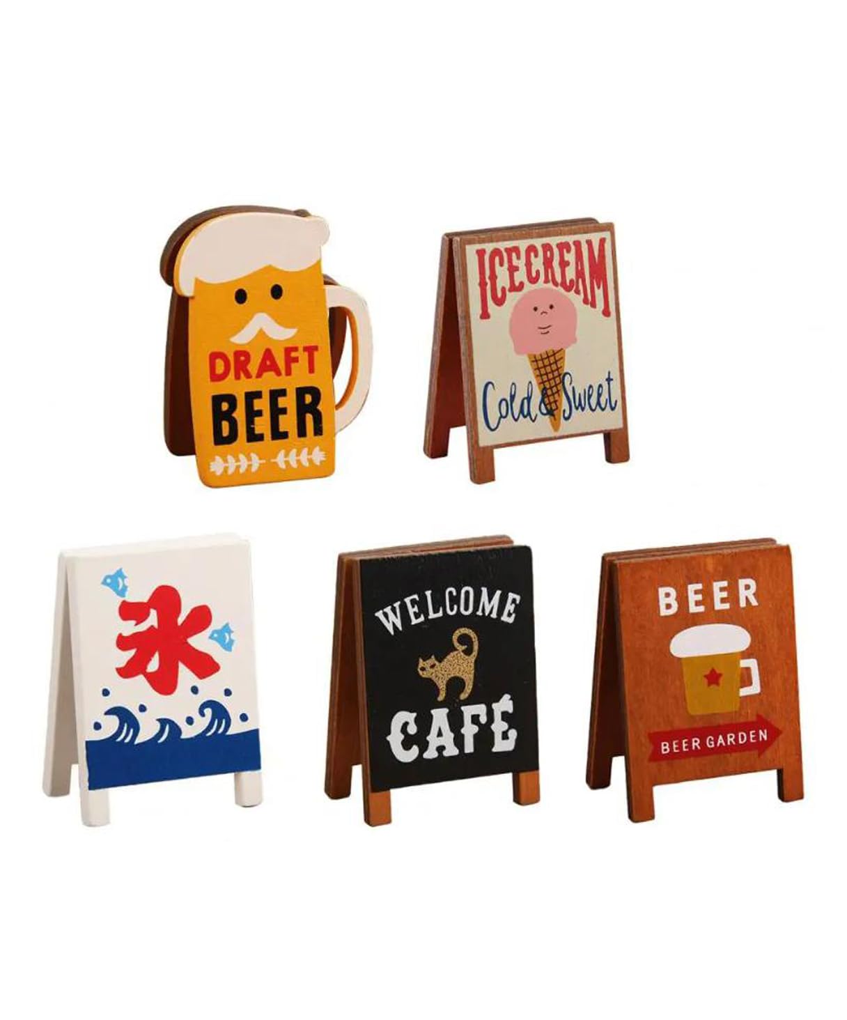 

SAKIRABITO Wooden Memo Clip Set of Desktop Memo Showa Retro Shaved Ice Stand, 5, Holder, Design, Beer,