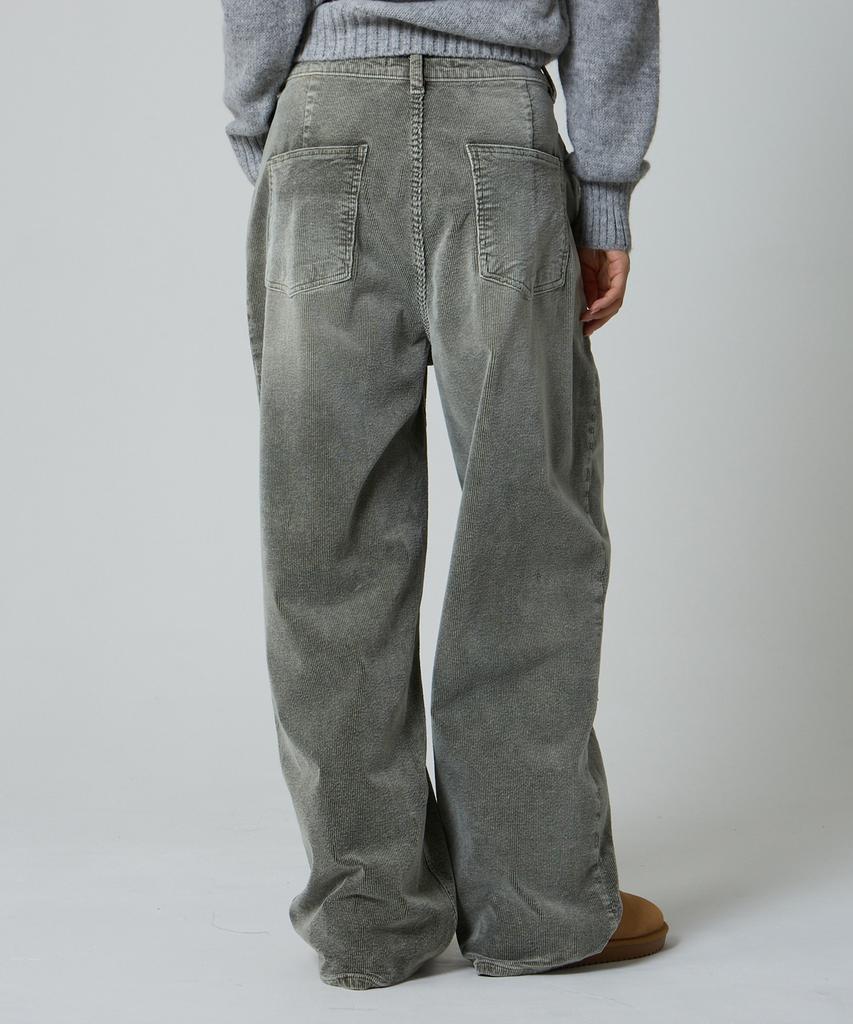 UNKNOWN PLANET Custom One-Pleat Wide Corduroy Pants Washed Khaki