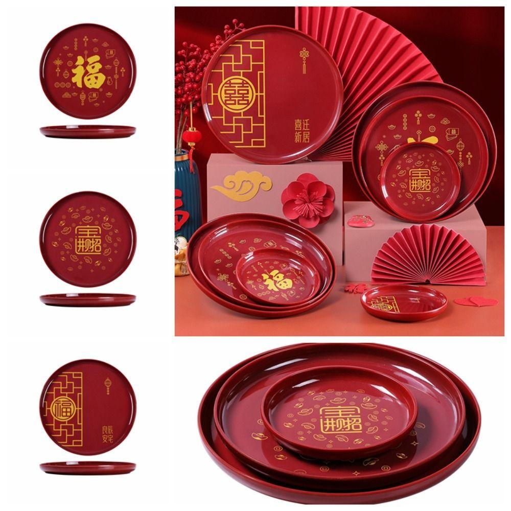 Rød Stor kapasitet Nyttårs fruktbrett Plast Utsøkt godterioppbevaringsboks Dessertnøtter Tebord Snacksbrett