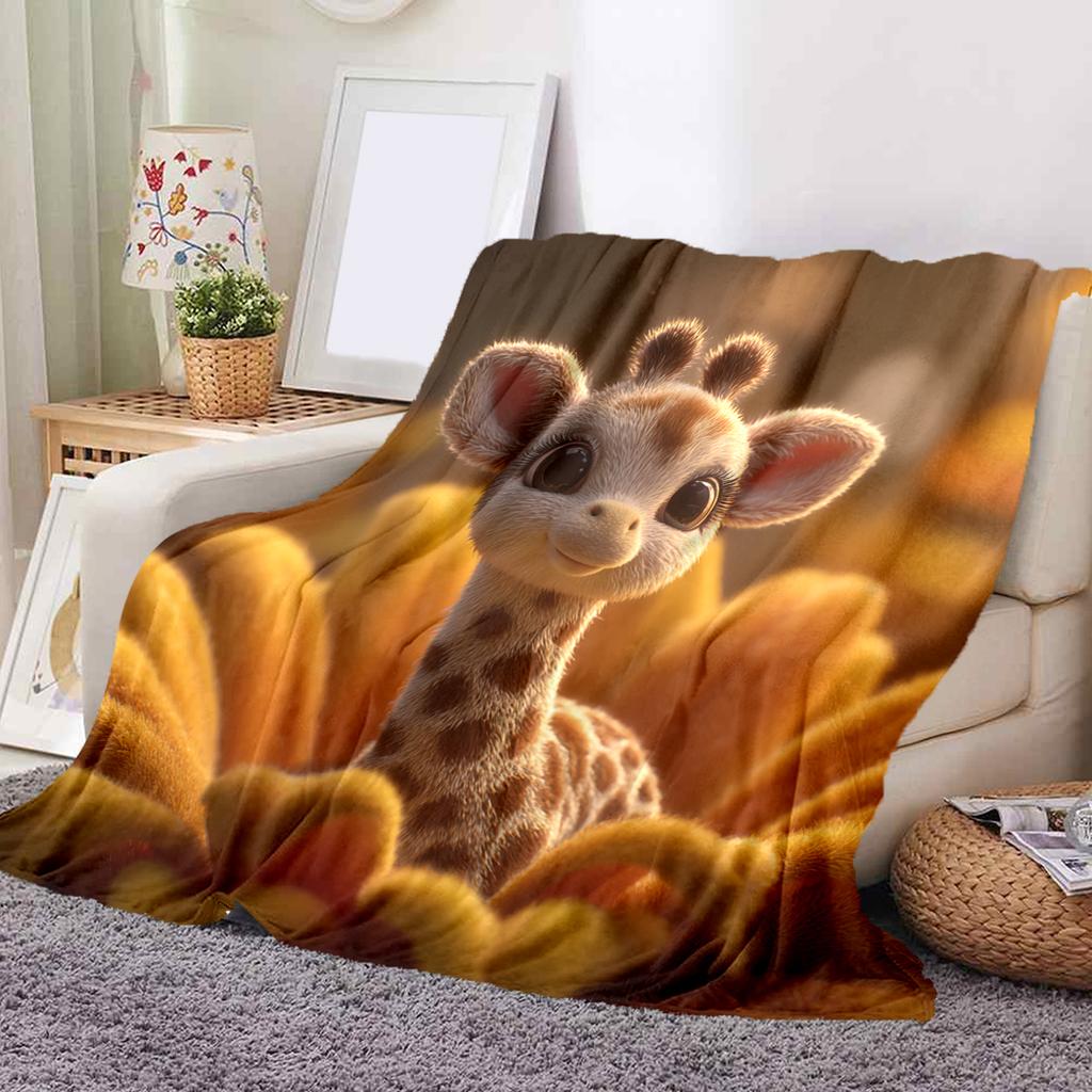 1Pc Cartoon Print Flannel Blanket, High Quality Comfortable for All Seasons, Home Decor, Warmth and Comfort, Perfect for Christmas Birthday Gift
