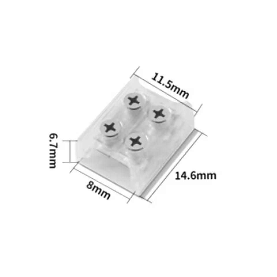 Screw-Type Solderless Light Strip Connector: 2P, 8MM/10MM