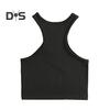 Women Running Vest O-Neck Sleeveless Short Tank Tops Solid Color Ribbed Elastic Fitting Quick Drying Racer Back Vest
