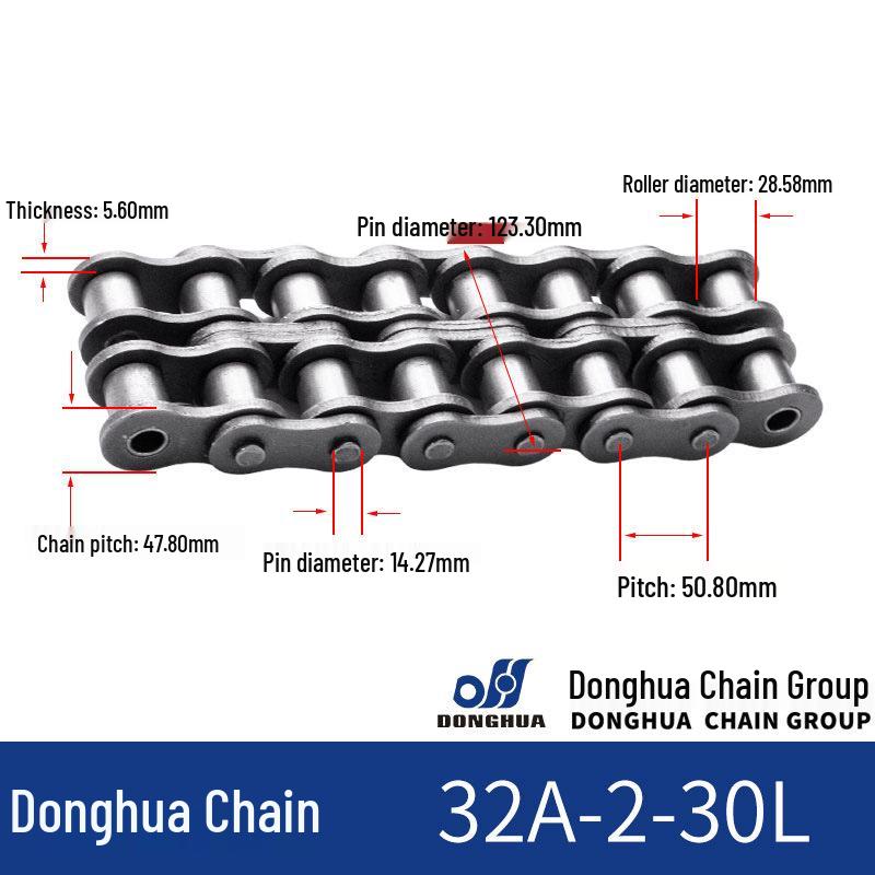 Donghua Industrial Transmission Chain: Single/Double Roller, Manganese Steel, Large Pitch Precision Roller Chain.