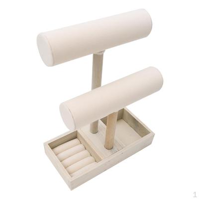 Jewelry Stand Holder Wooden Bar Bracelet Necklace Display Organizer Rack