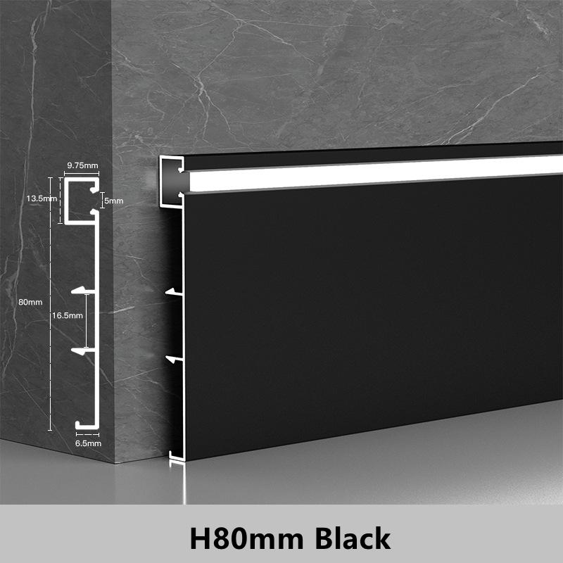 1M H50/80mm LED Skirting Line Strip Light Black White Aluminium Profile Metal Baseboard Corner Channel Home Wall Decor Bar Lamp