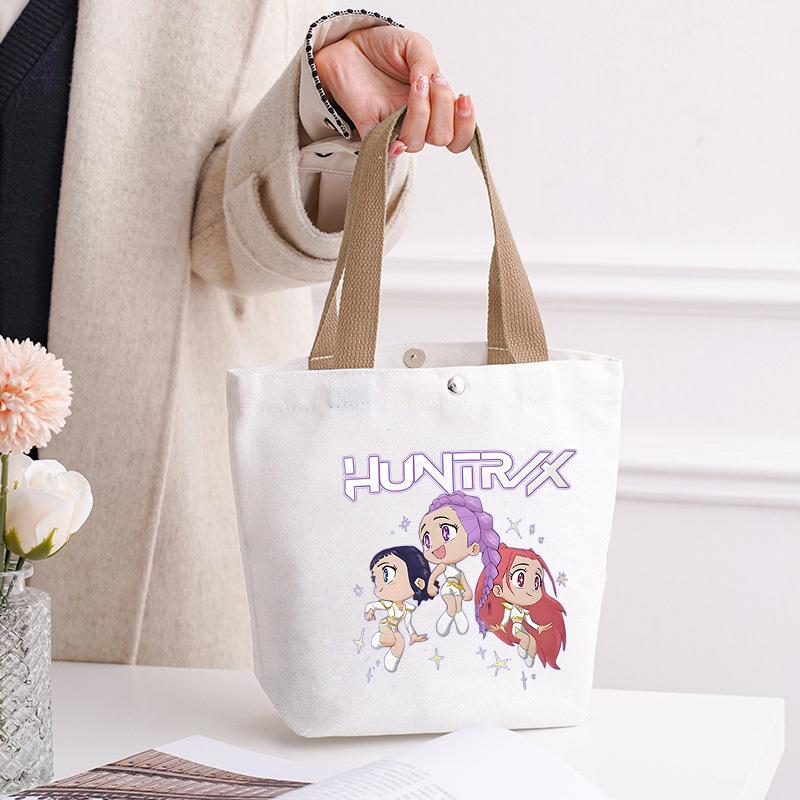 Canvas Bag Kpop Peripheral Cute Portable Cartoon Canvas Bag Student Leisure Shoulder Bag Shopping Bag