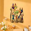 Cartoon Cat Iron Wall Sculpture Colorful Metal Cat Wall Art Artistic Cat Wall Art  Wall Ornament
