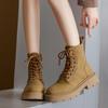 Women's Mid-calf Boots Summer British Style Thick-soled Short Boots Versatile Motorcycle Yellow Boots