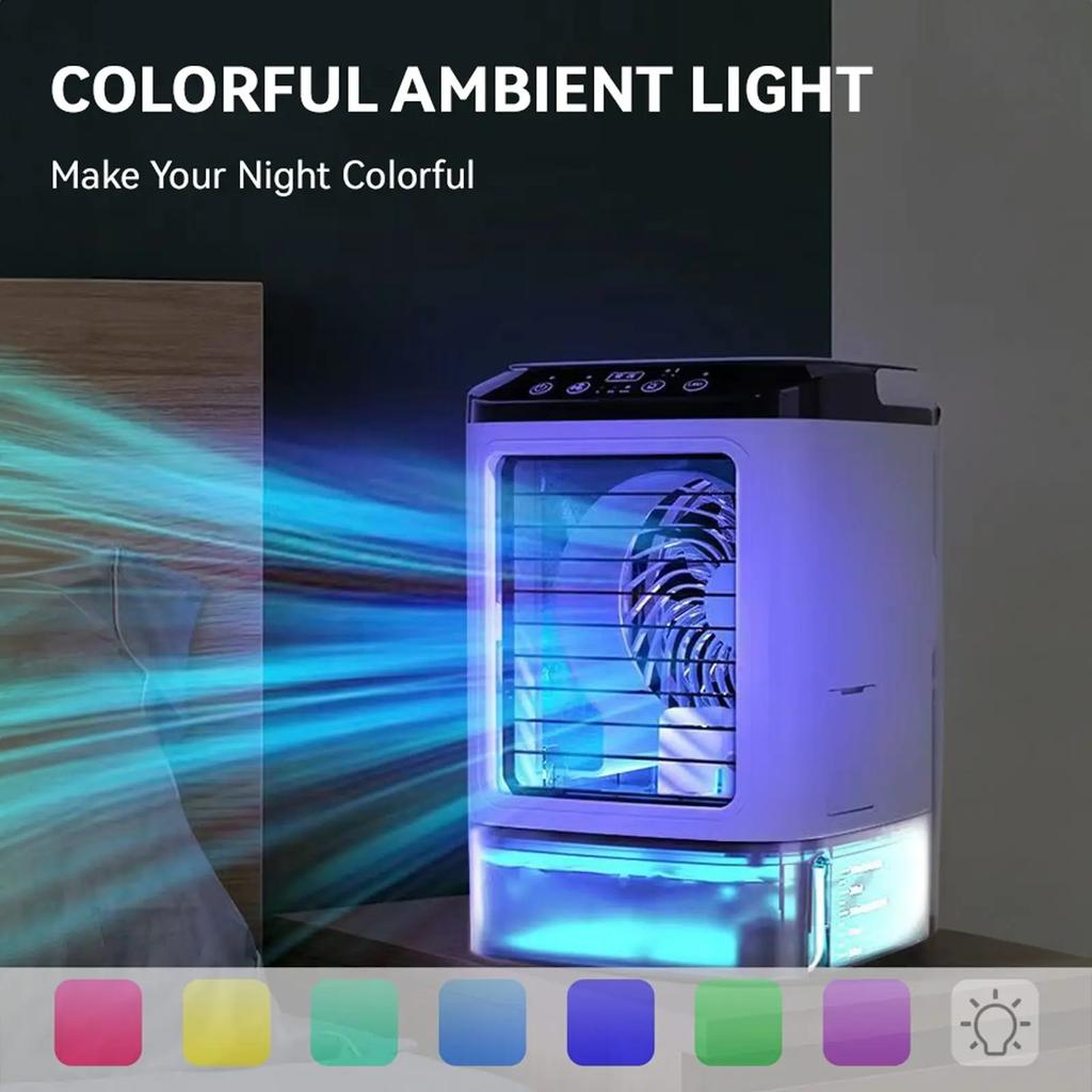 Portable Air Conditioner 3-Speed Small AC Unit Mini Air Cooler 900ML Water Tank Electric Fan With Humidifier for Bedroom Office