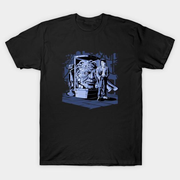 

Men Black Print T-shirt Old Acquaintances No-Cut Transfer Paper Print Cotton Tshirt M