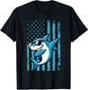 Cool Shark Retro American Flag Dabbing Shark Fun Unisex T-Shirt