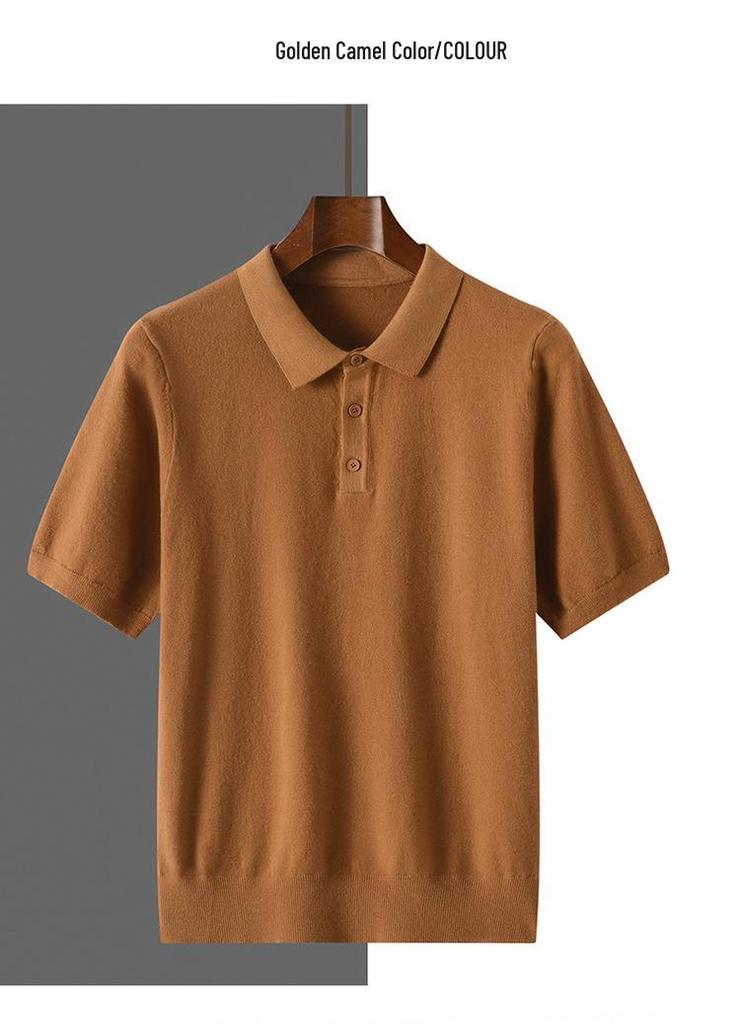 2025 Spring/Summer Andy Velvet Men's Knit Polo Minimalist Pullover Short Sleeve T-shirt