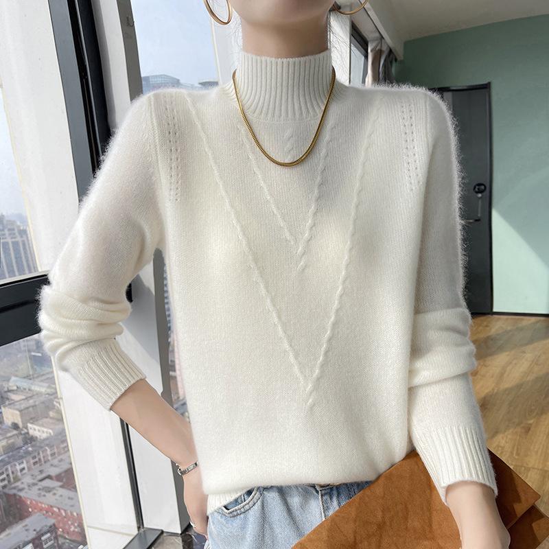 Plus Size Solid Half Turtleneck Sweater, Casual Long Sleeve Pullover Top for Fall & Winter, Women's Plus Size Clothing