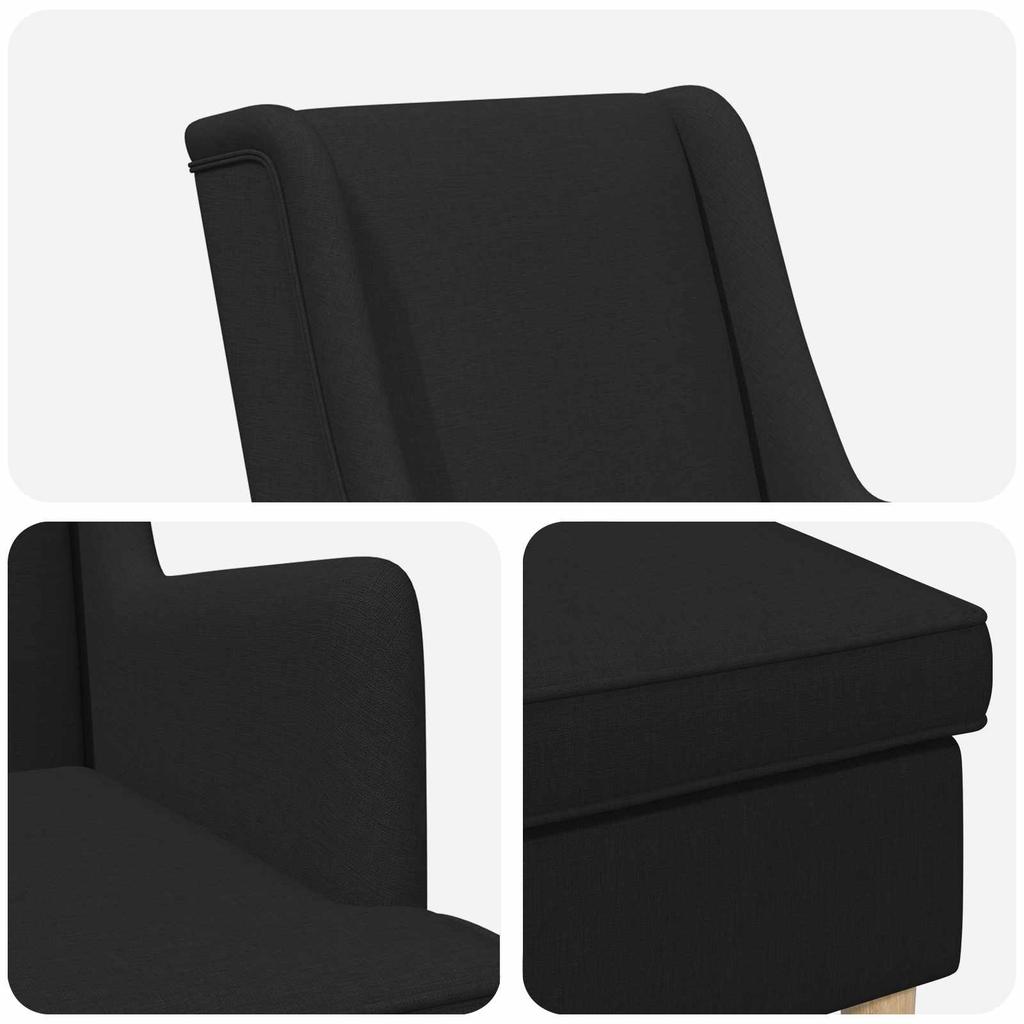 Armchair with Footstool 2 pcs. Black Fabric